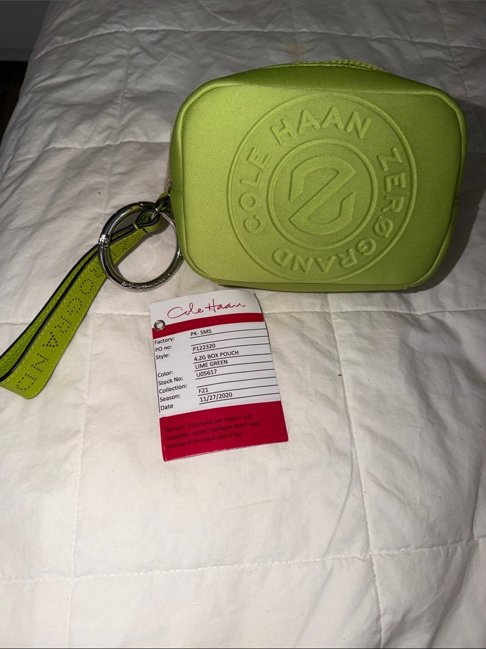 Cole Haan Lime Green Logo Zip Key Pouch